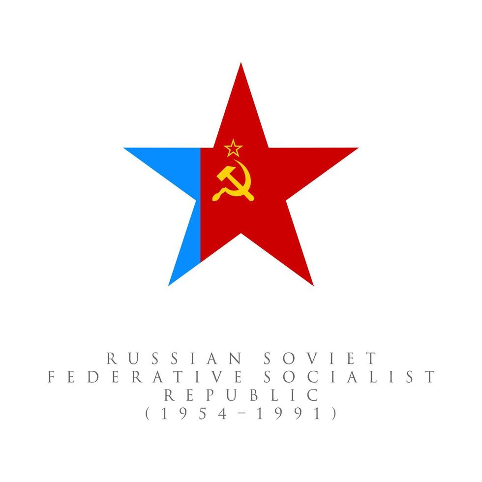 bandera de la república socialista federativa soviética rusa 1954 1991 logotipo de estrella. ilustración de vector de bandera de unión soviética