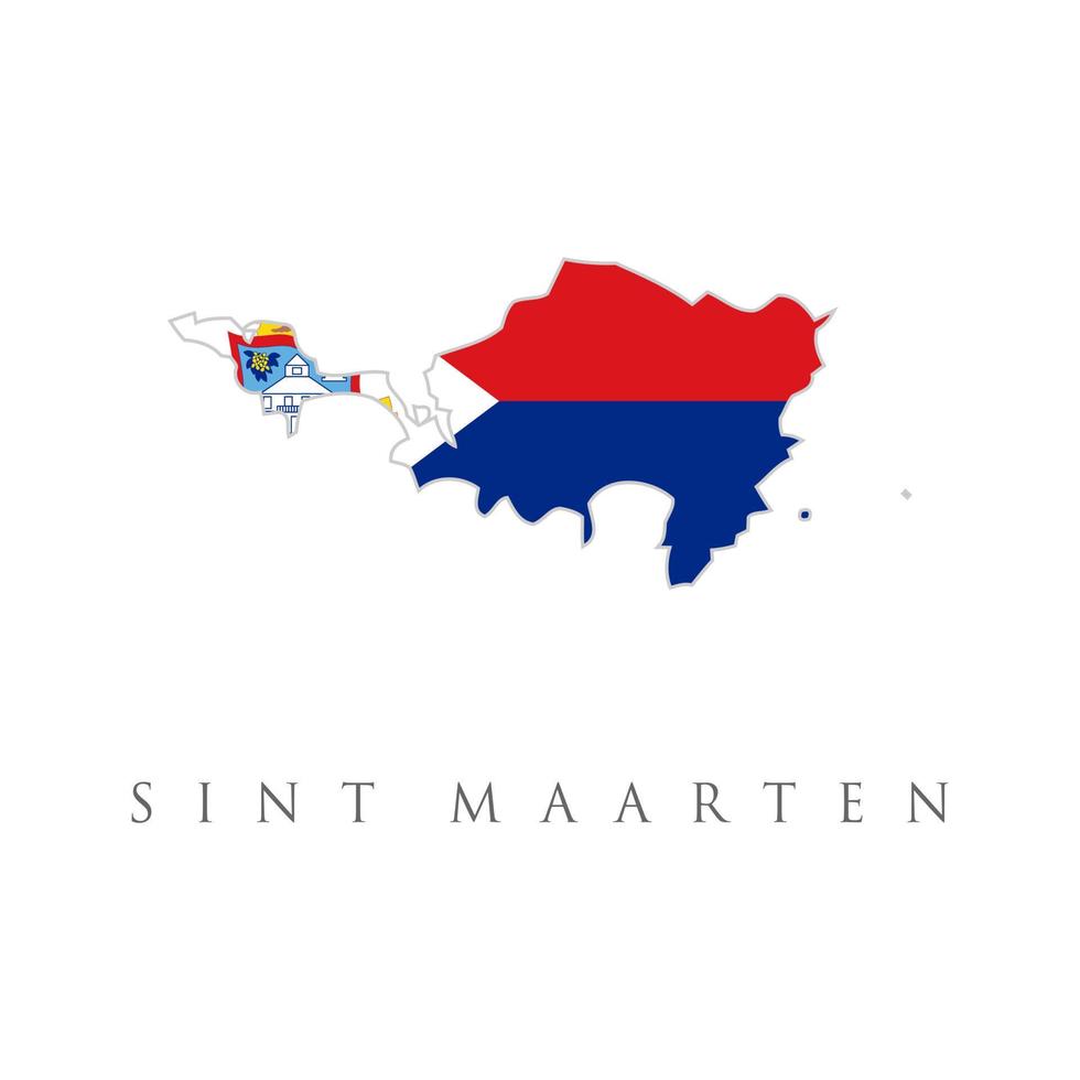 mapa de la bandera de sint maarten. la bandera del país en forma de fronteras. ilustración vectorial de stock aislada sobre fondo blanco. vector