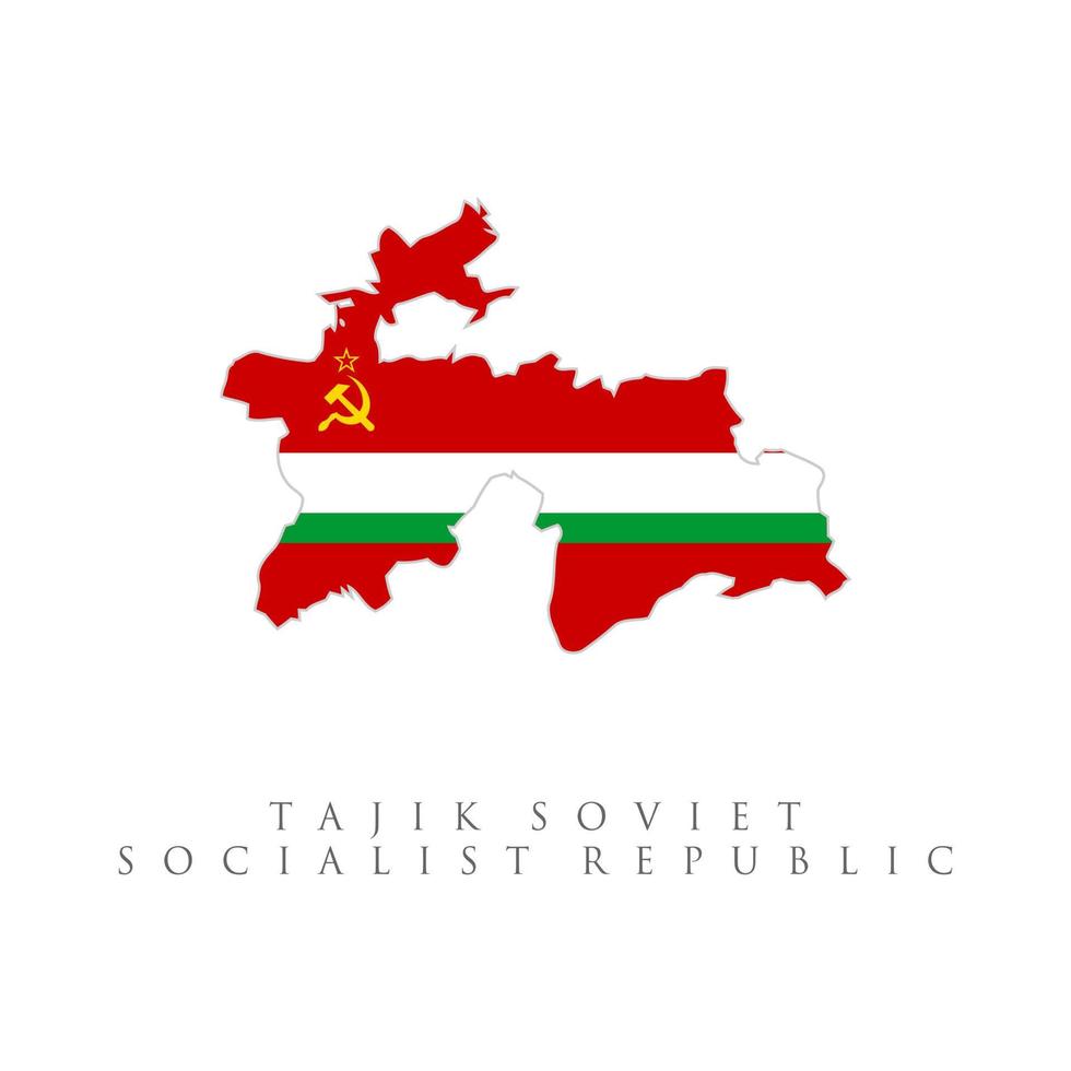 Tajik soviet socialist republic flag map. isolated on white background vector