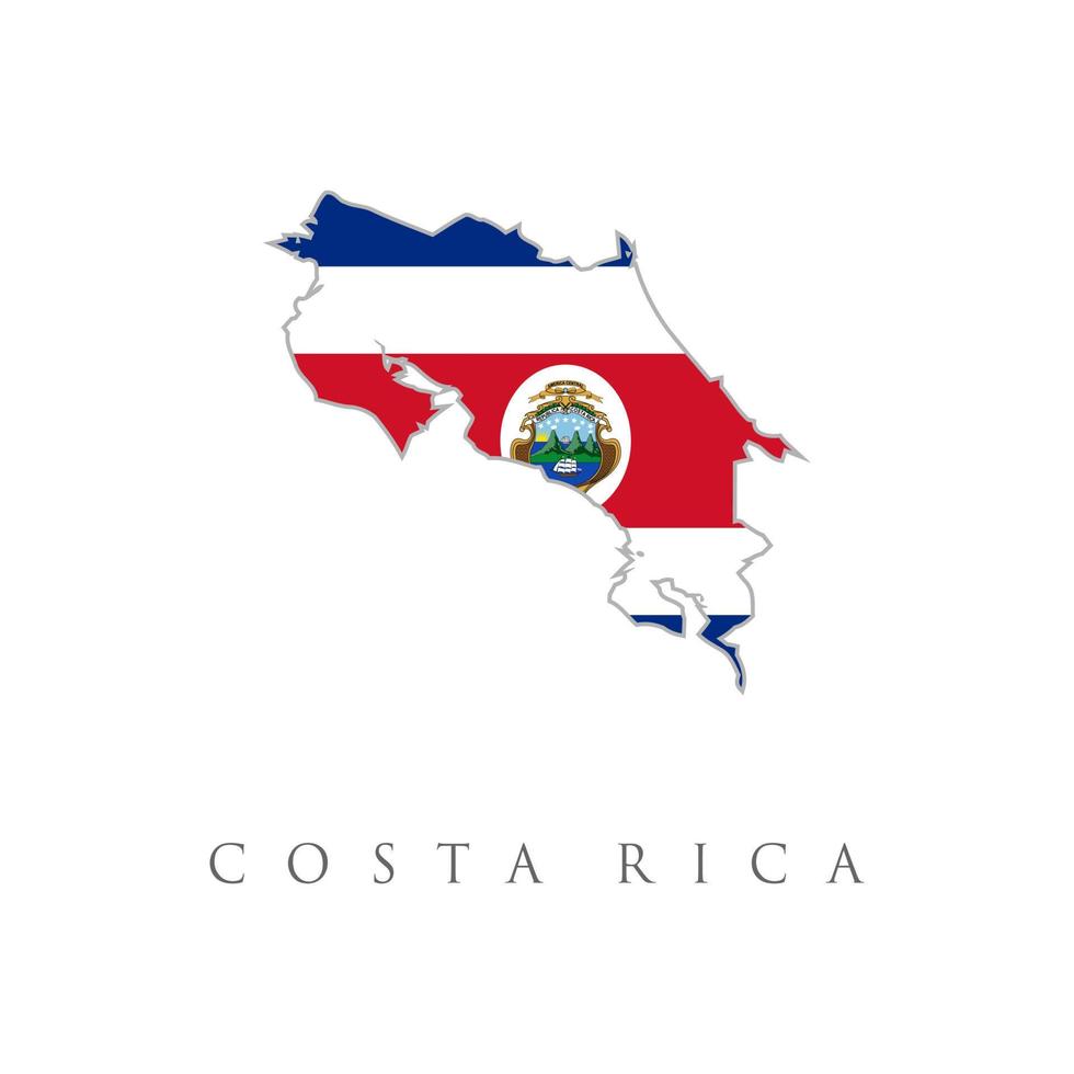 Costa Rica vector map with the flag inside. Vector isolated simplified illustration icon with silhouette of Costa Rica map. National flag red, white, blue colors. White background