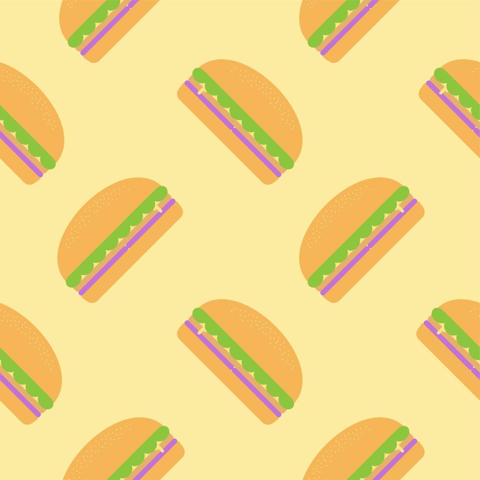 Hamburger seamless pattern. Burger flat design vector illustration