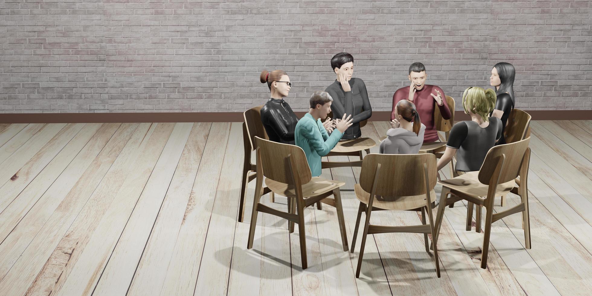 Roundtable Party Avatars Metaverse Online Counseling Mental Problems Neurotic VR Glasses in Metaverse photo