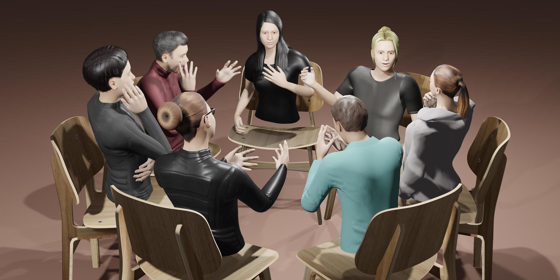 Roundtable Party Avatars Metaverse Online Counseling Mental Problems Neurotic VR Glasses in Metaverse photo