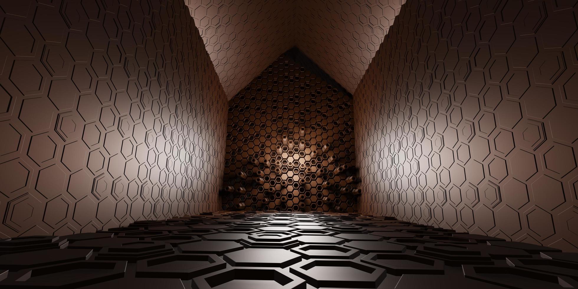 túnel corredor hexágono textura tecnología moderno futurista ciencia ficción fondo 3d ilustración foto