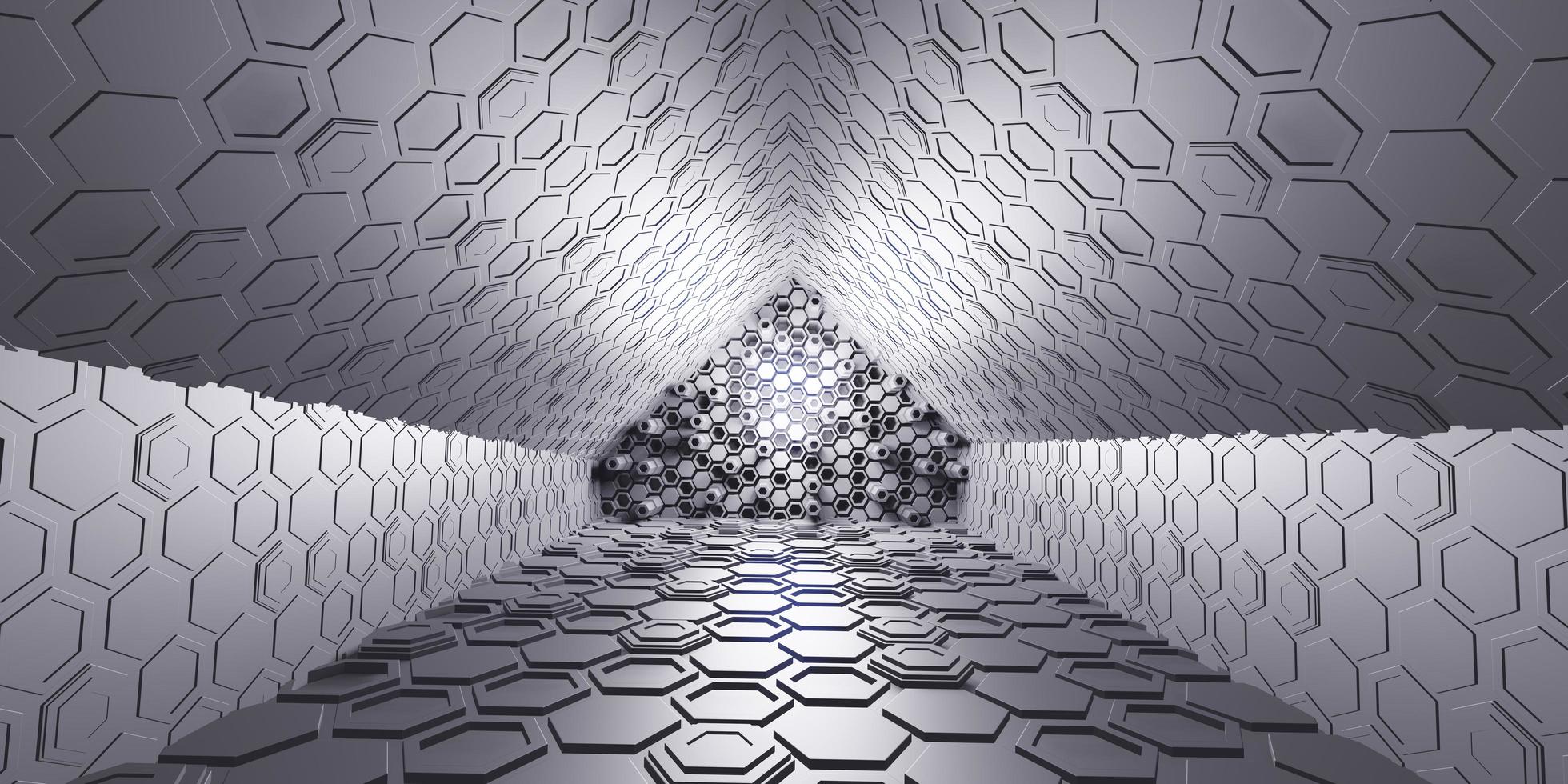 tunnel corridor hexagon texture technology modern futuristic science fiction background 3d illustration photo