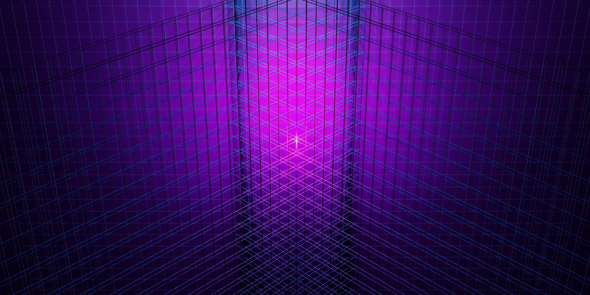 neon grid laser background neon light 80s 3d illustration photo