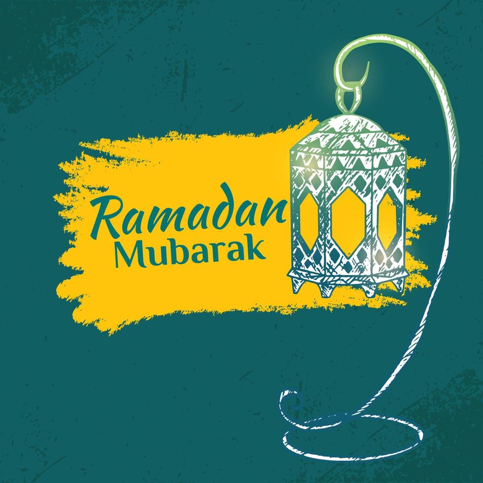 Ramadan Kareem Illustration With Lantern Concept. Hand Drawn Sketch Style vector