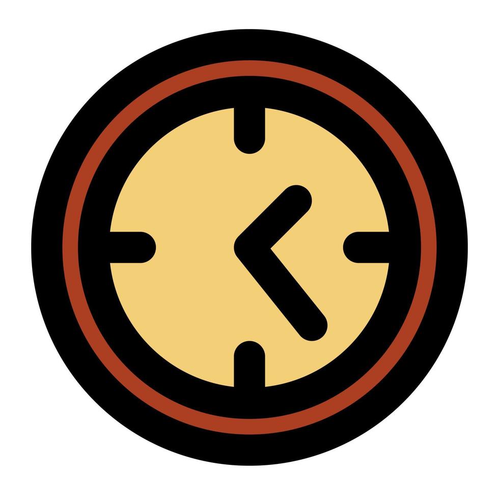 reloj con icono de línea rellena adecuado para el conjunto de iconos de inicio vector