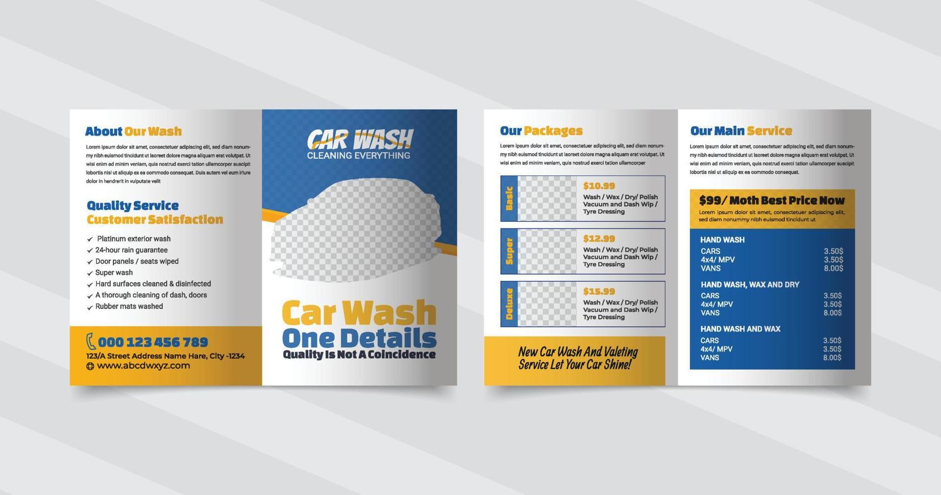 Bifold brochure template for car wash company vector