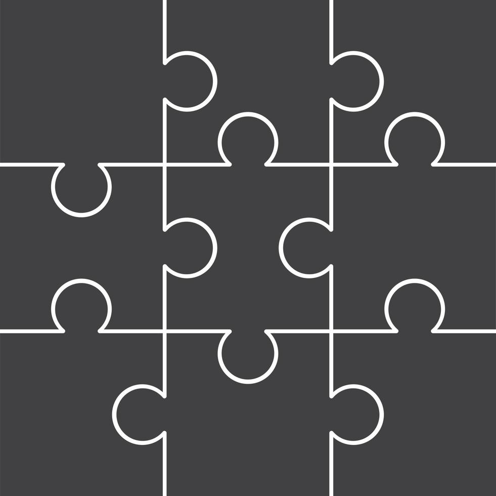 Puzzle Jigsaw set of 9 free vector flat design in monochrome color with
