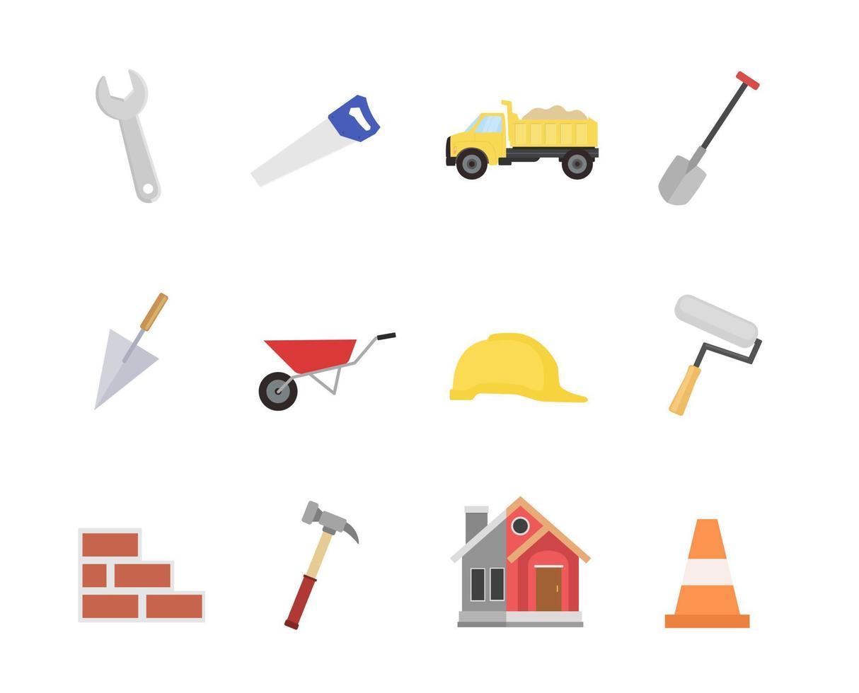 icono de construcción en diseño de estilo plano vector