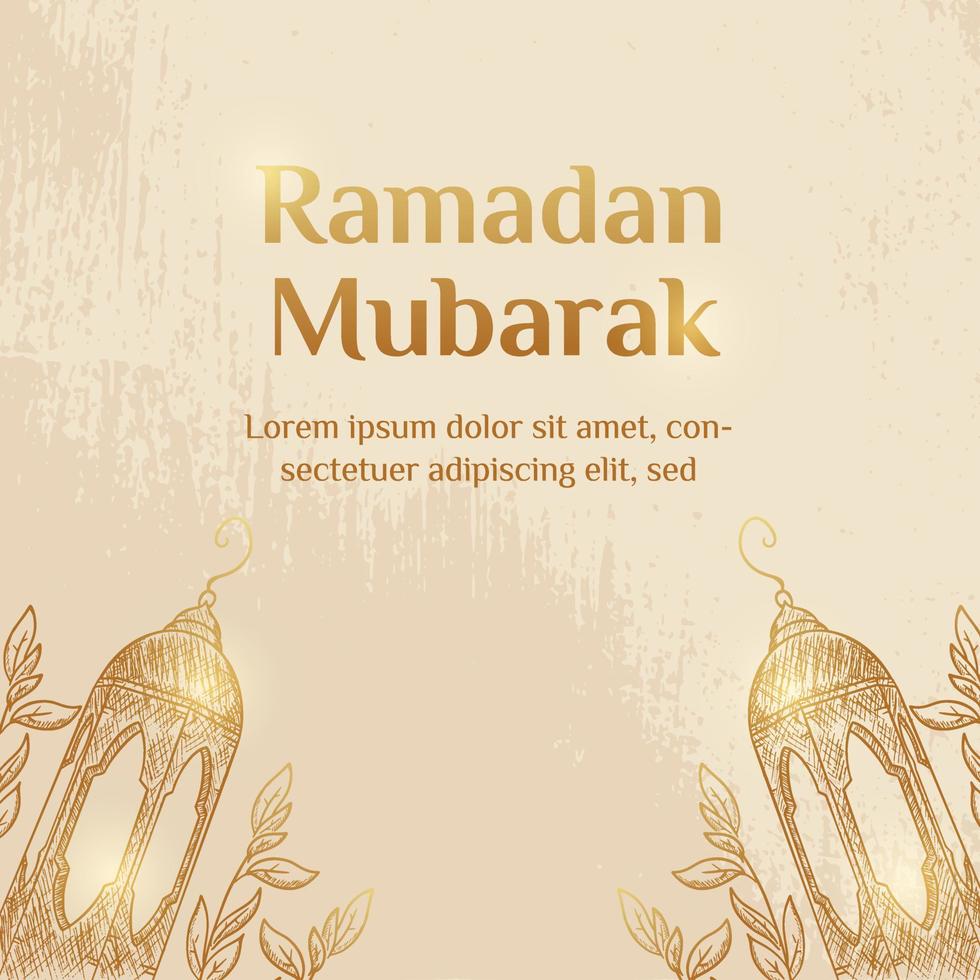 Ramadan Kareem Illustration With Lantern Concept. Hand Drawn Sketch Style vector