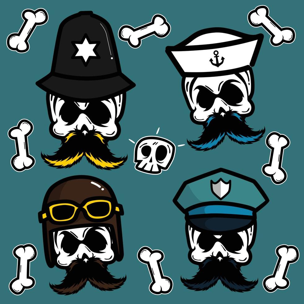 Skull and crossbones icon set sticker vector