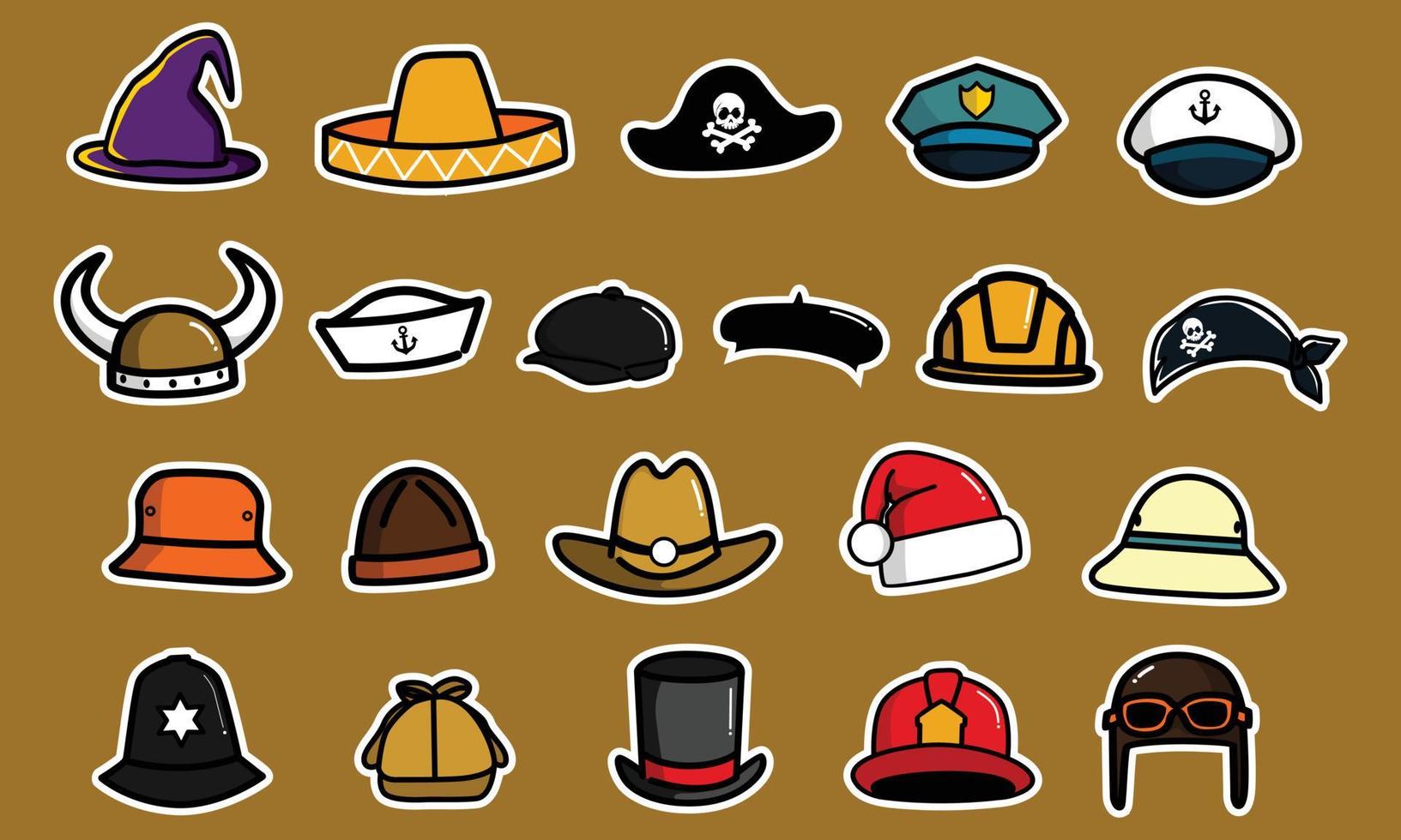 colección de pegatinas de ilustración vectorial de sombrero vector