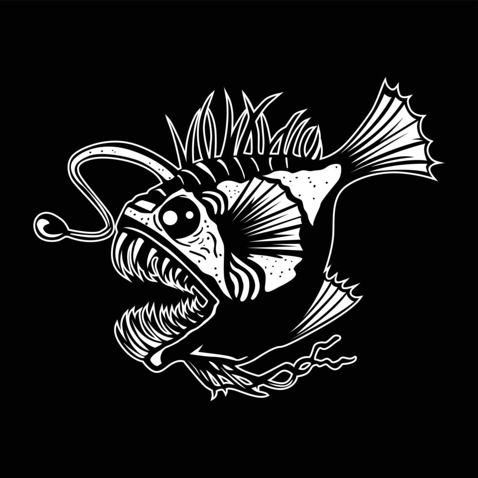 Deep water fish vector icon illustration