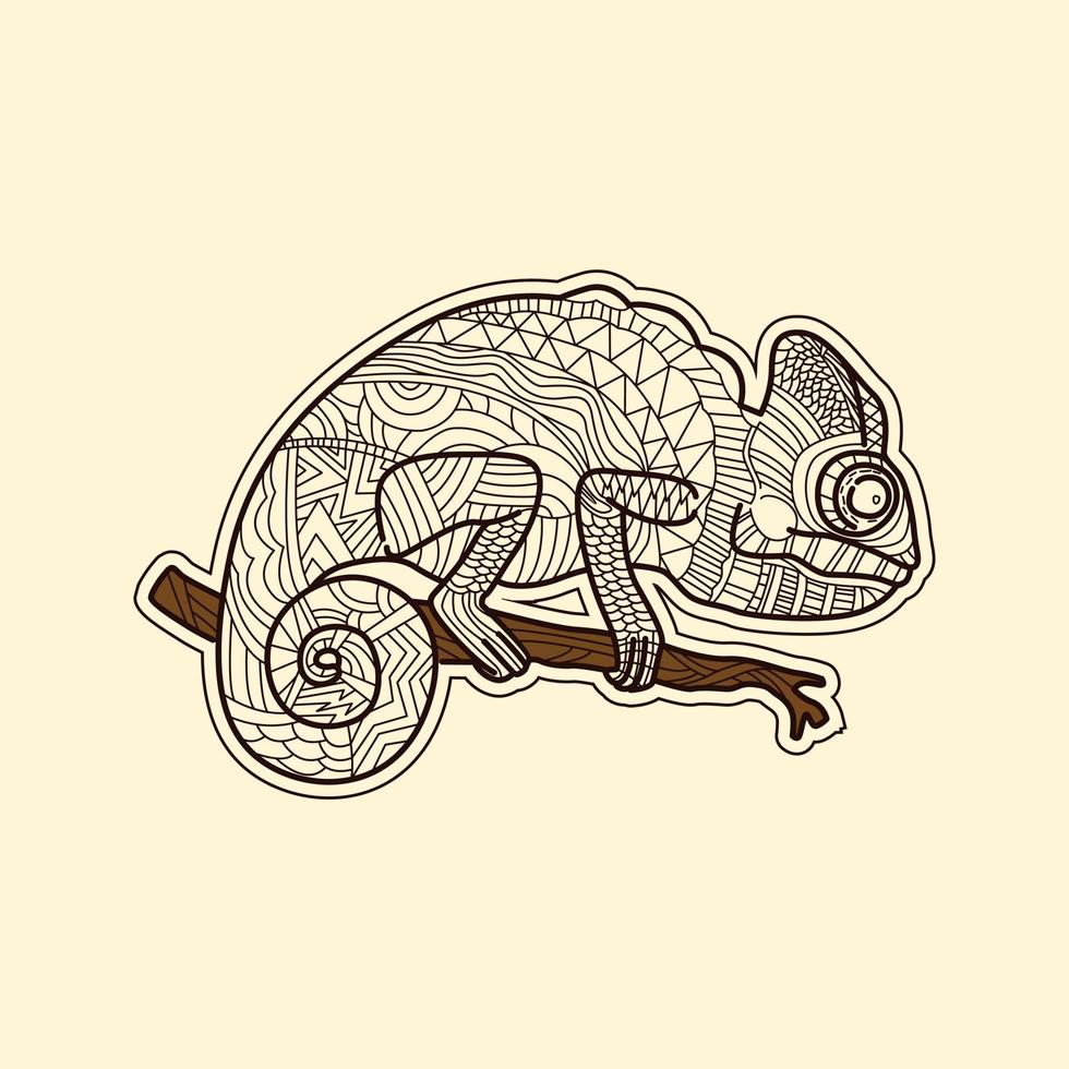 Vector illustration of a chameleon with ornament on the body