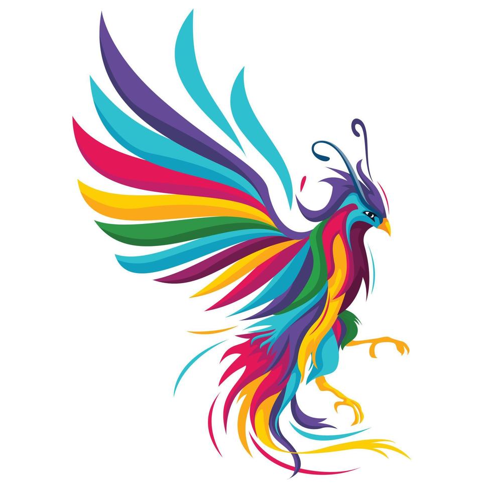 Colorful style phoenix vector character illustration