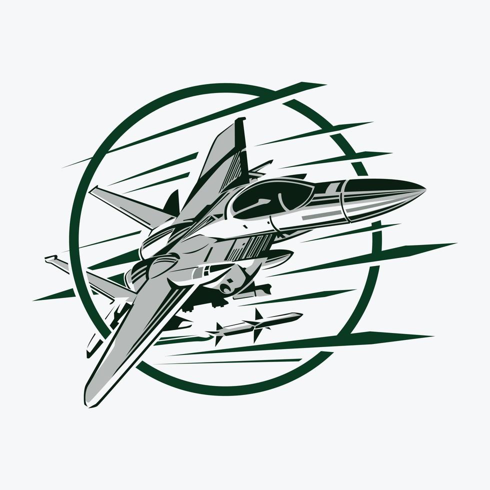 Jet fighter plane vector icon illustration