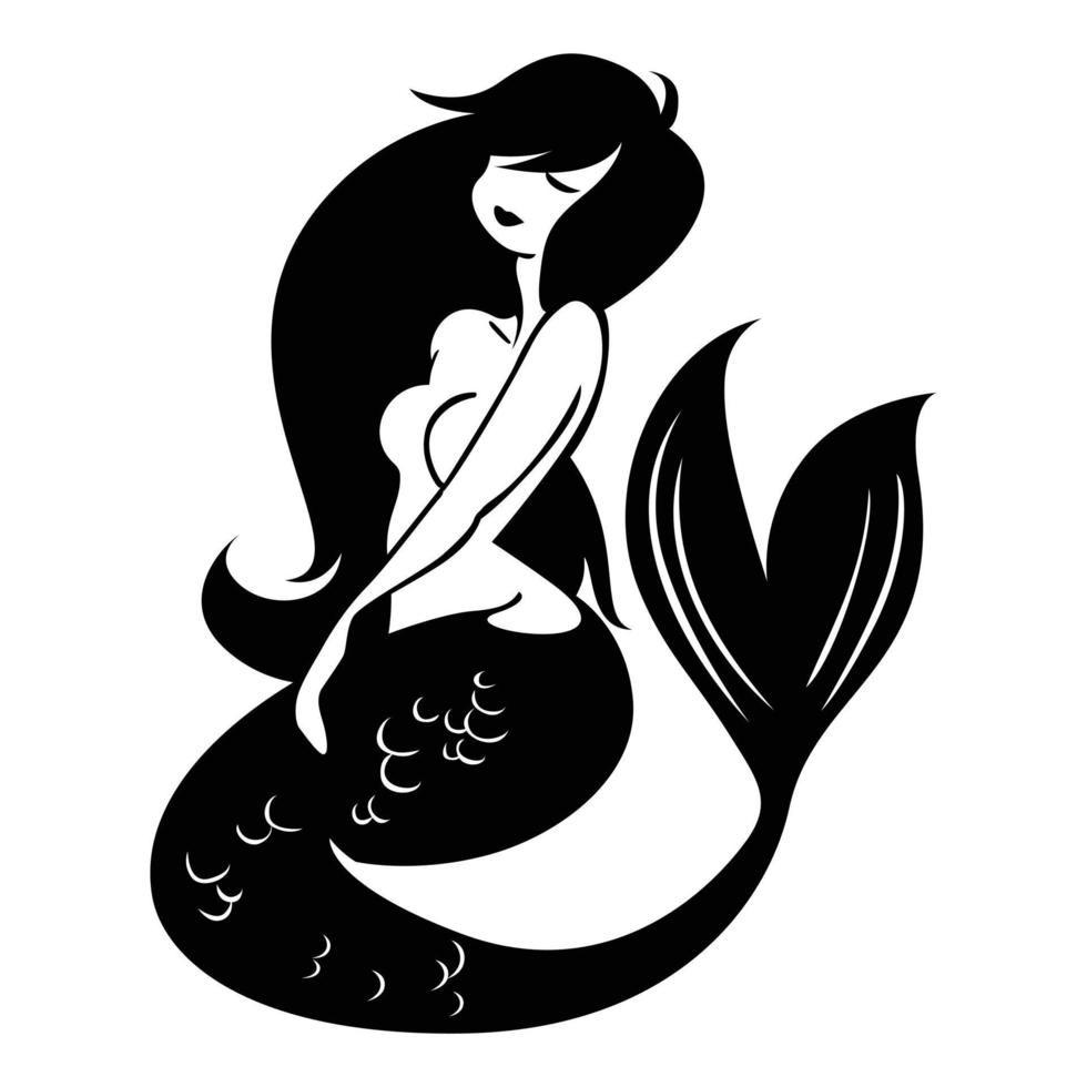 Mermaid vector cartoon icon illustration