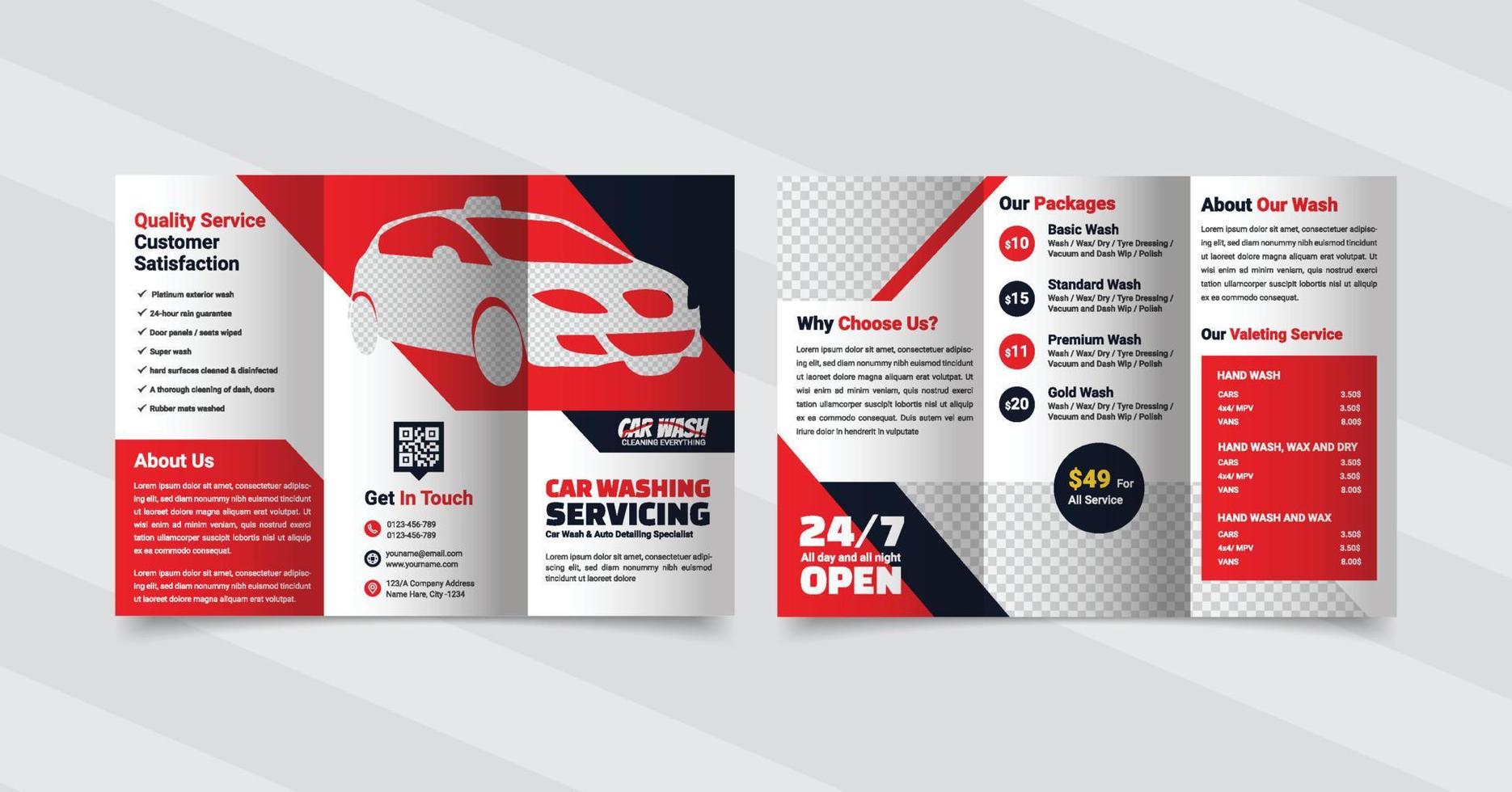 Trifold brochures for car washes vector