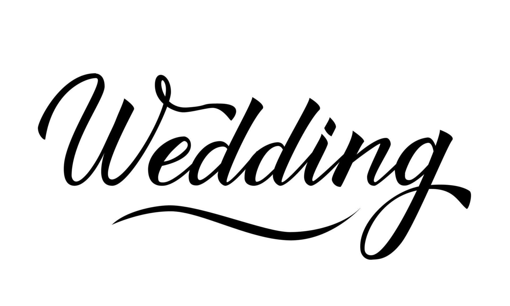 Writing Wedding isolated on white. Hand written with brush calligraphy lettering. vector