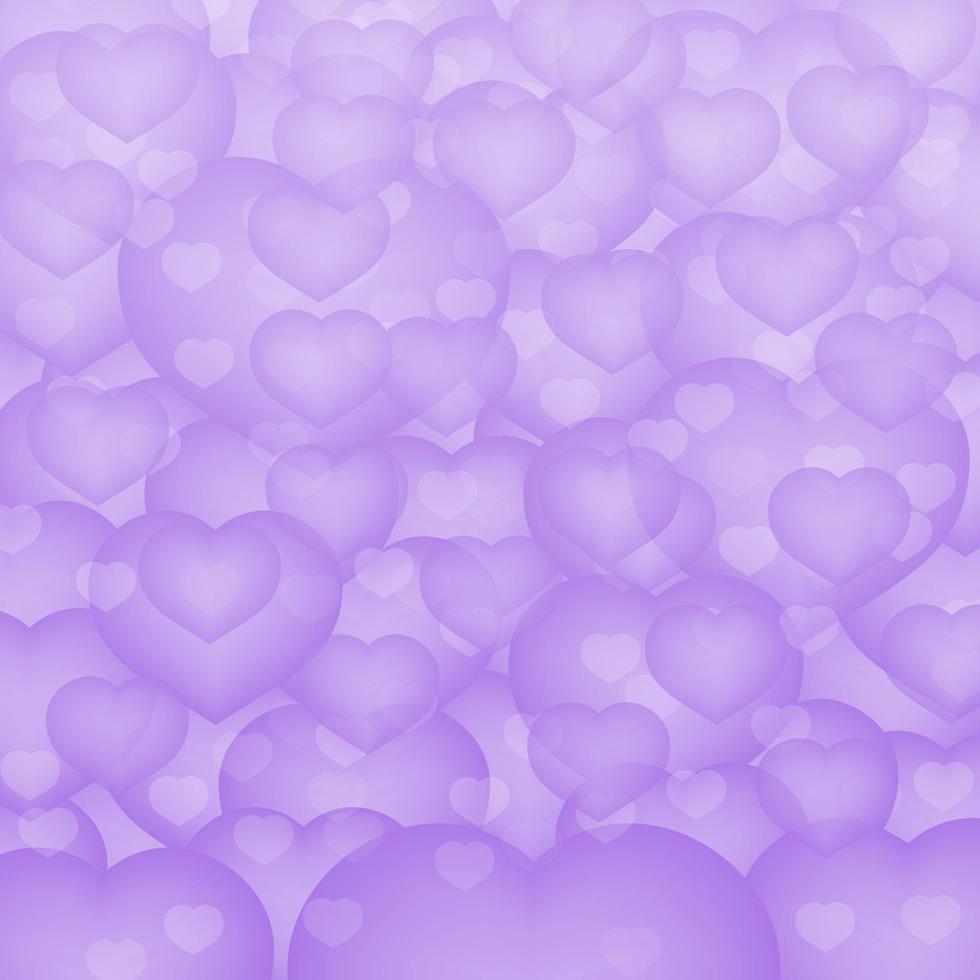 fondo 3d ultravioleta con corazones en el cielo de las nubes. telón de fondo de la tarjeta de felicitación del día de san valentín. ilustración vectorial romántica. plantilla de diseño fácil de editar. vector