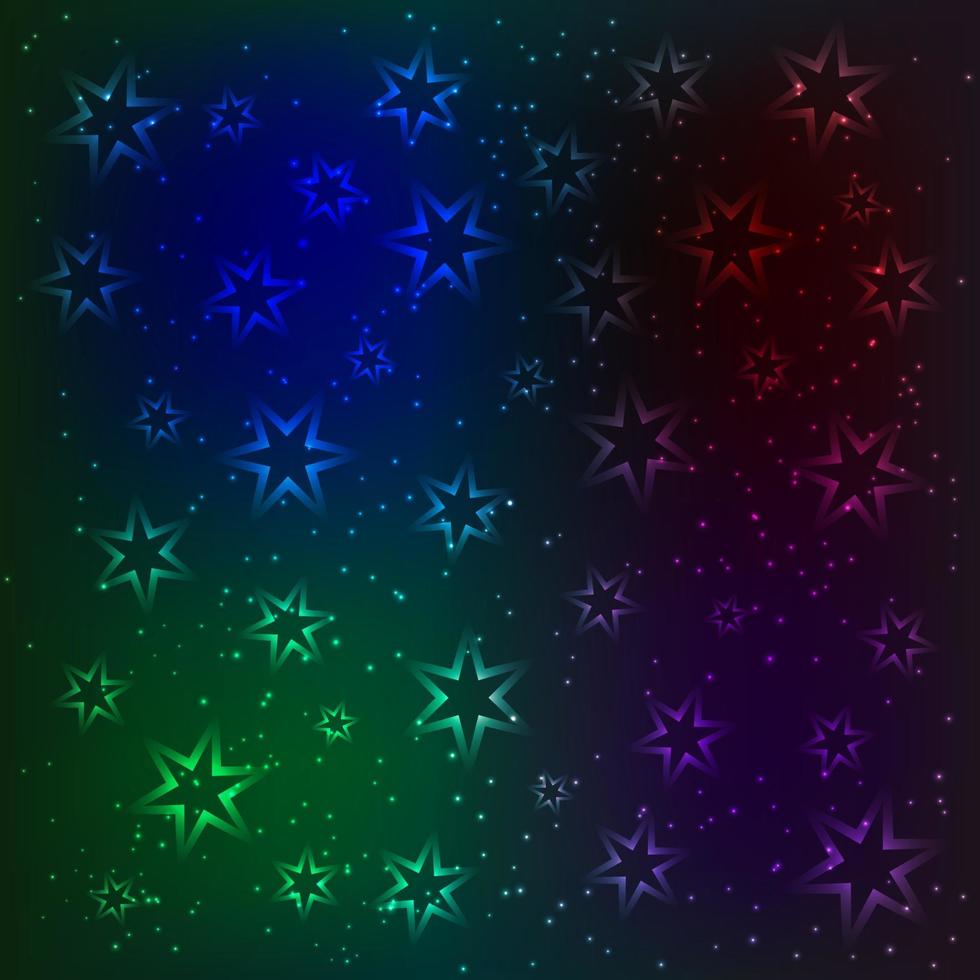 The magic pattern glowing stars and sparkling particles. Space background. Design template. The night sky vector illustration.