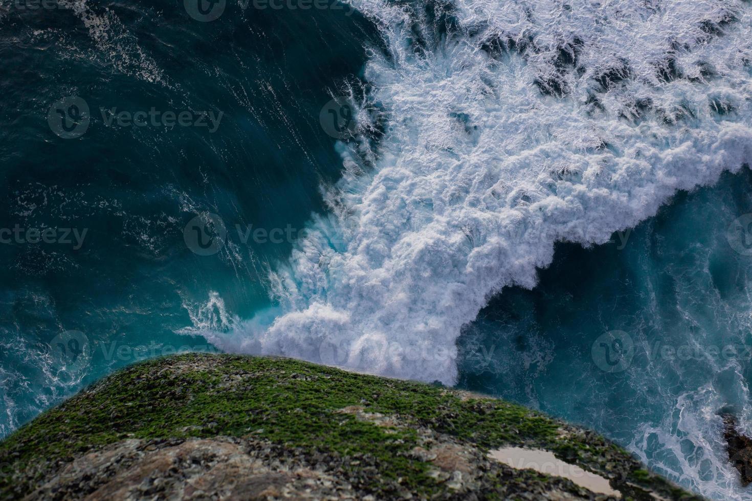 Astonishing views of ocean waves and rocky shores are astonishing. photo