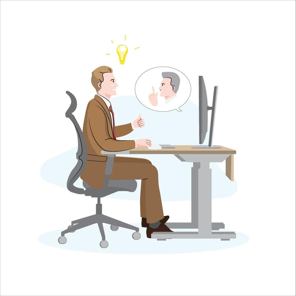 2 of coworkers agree and solve problem together online flat vector illustration on white background