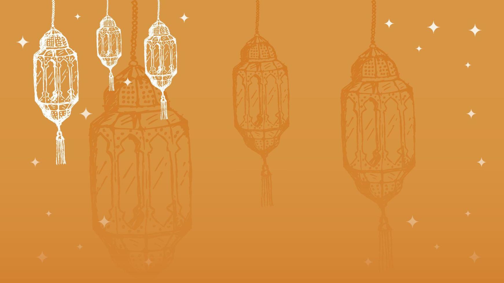 hand drawn arabian lantern for islamic event with copy space Background vector