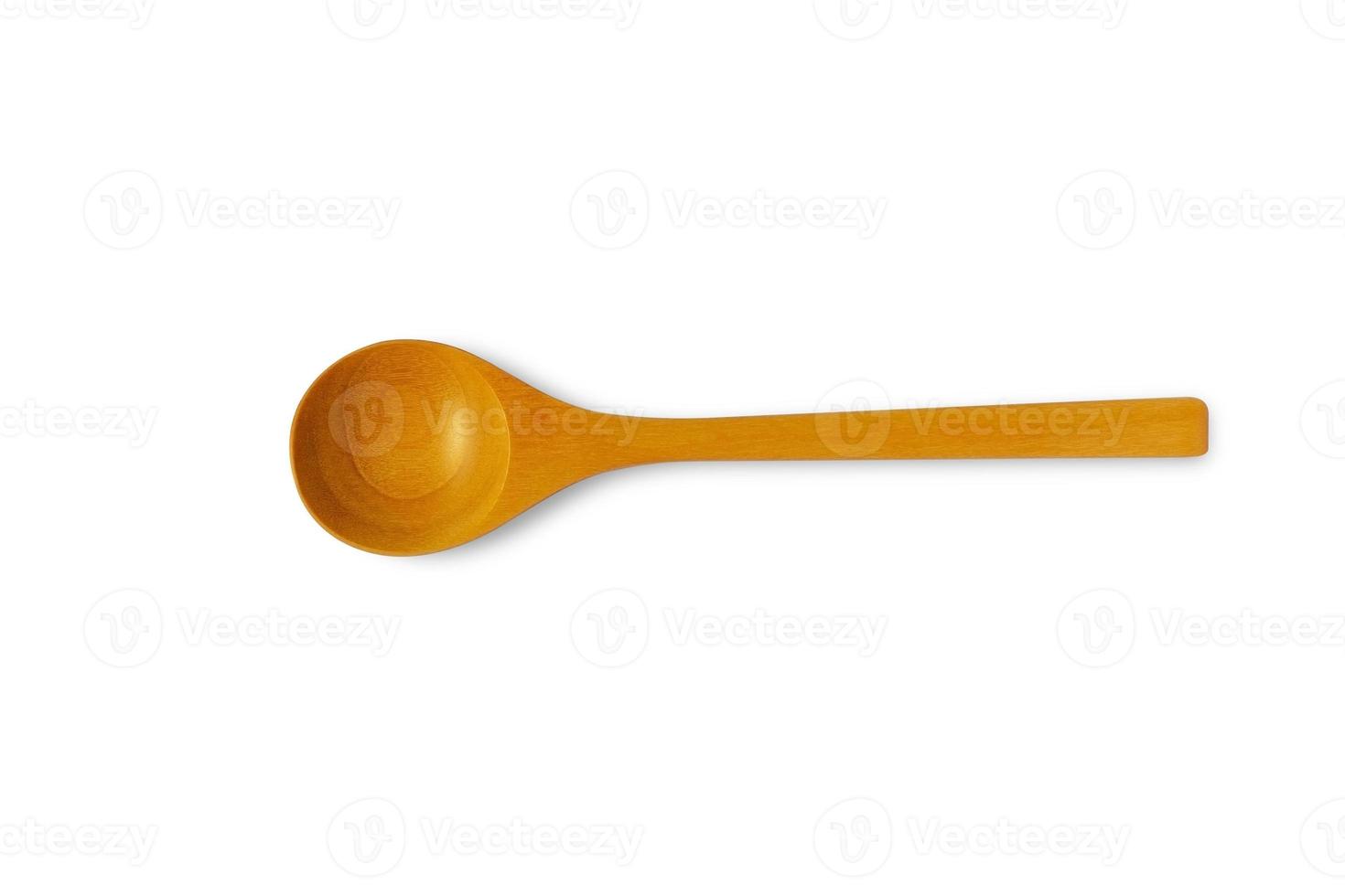 Top view of wooden spoon isolated on white background with clipping path. photo