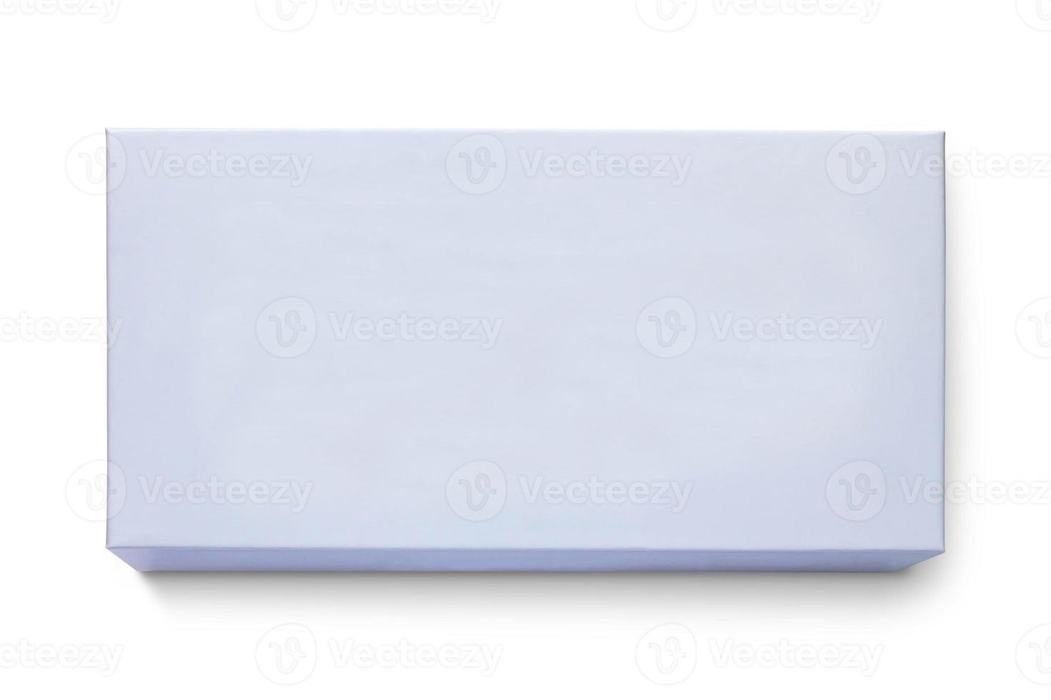 Top view of carton isolated on a white background with clipping path. White cardboard gift box for delivery. photo