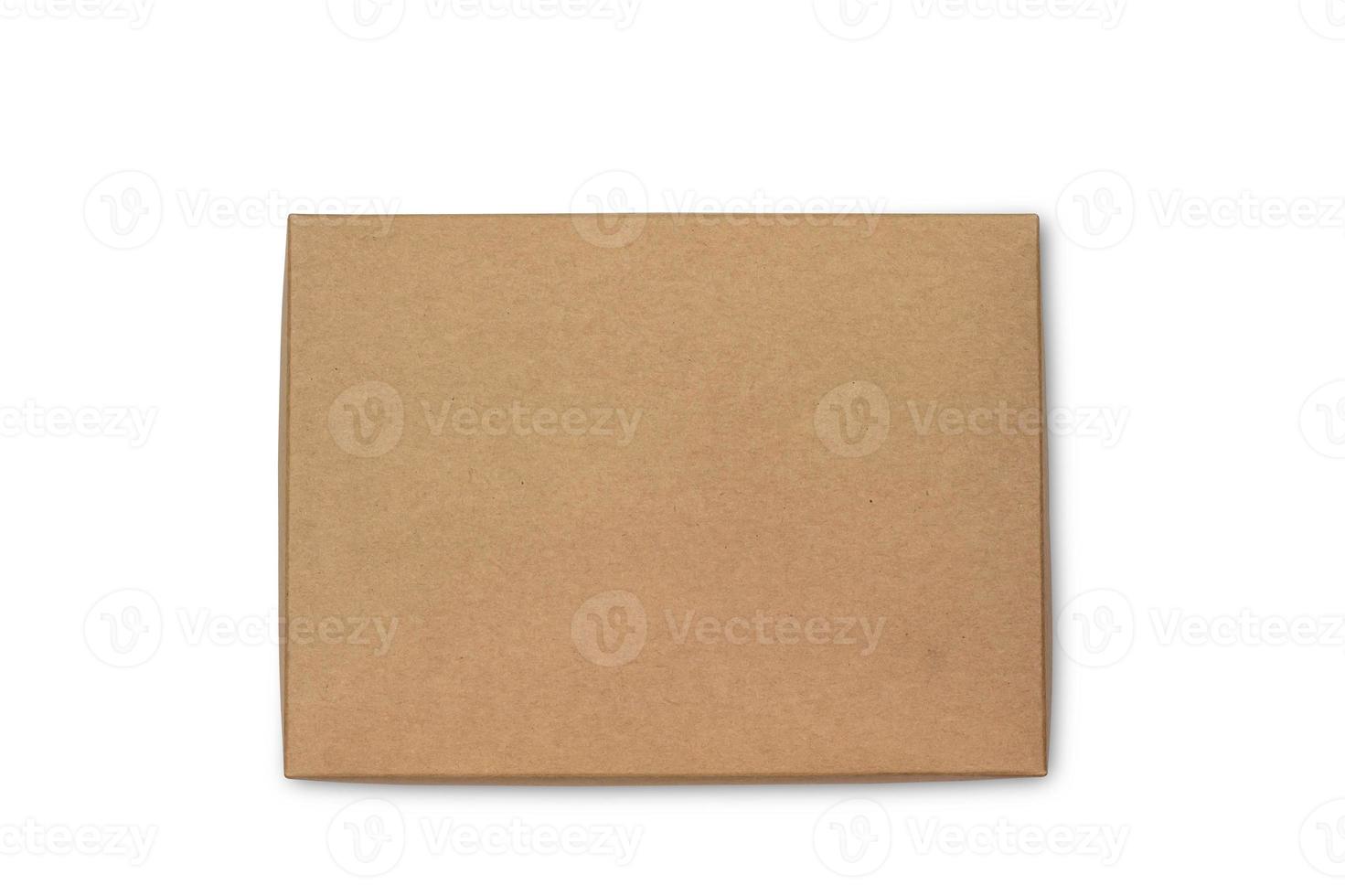 Top view of carton isolated on a white background with clipping path. Brown cardboard delivery box. photo