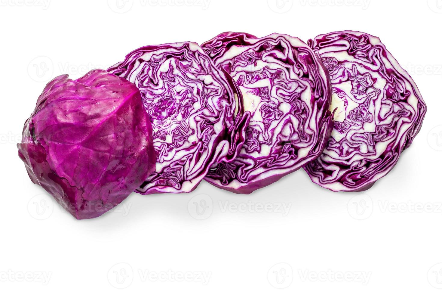 Red Cabbage sliced isolated on white background with clipping path. photo