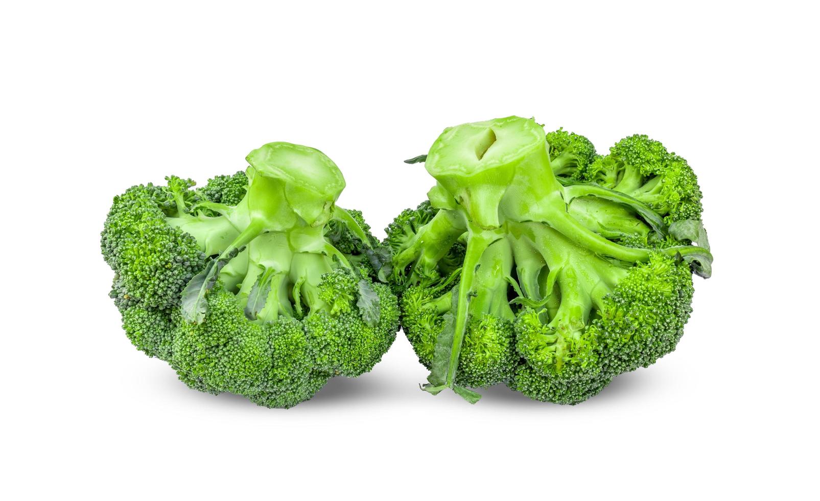 Fresh broccoli blocks isolated on white background photo