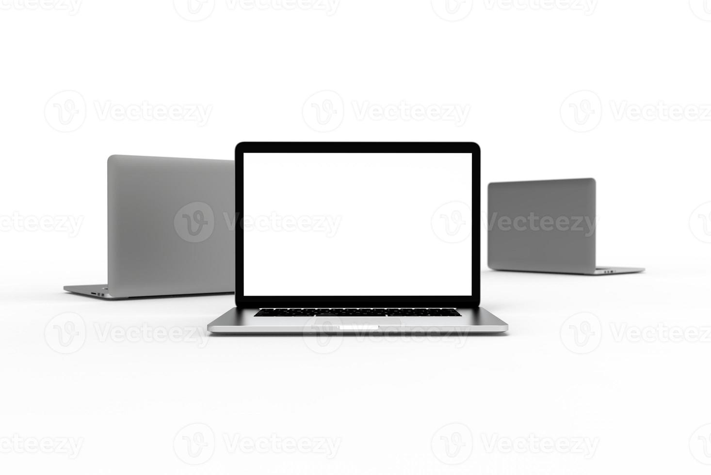 Modern laptop isolated on white background. 3D Illustration. photo