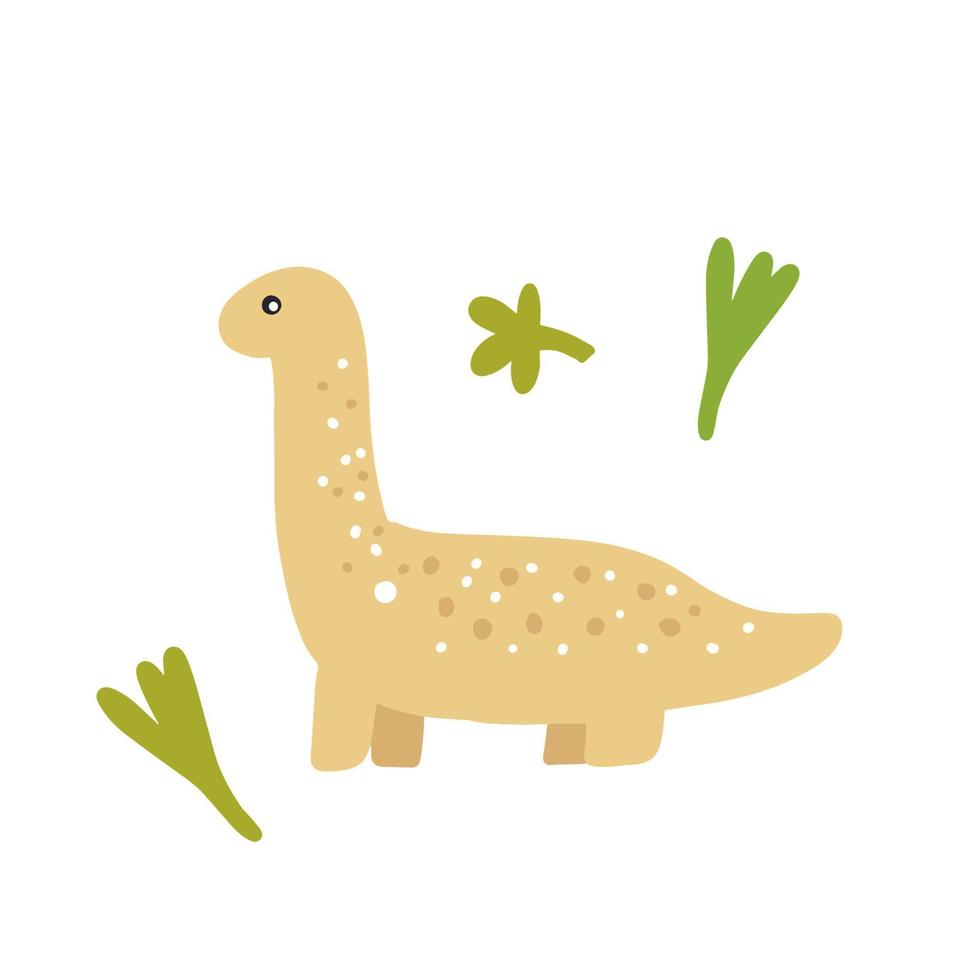 Brontosaurus. Cute dino clipart. Cartoon dinosaur. vector