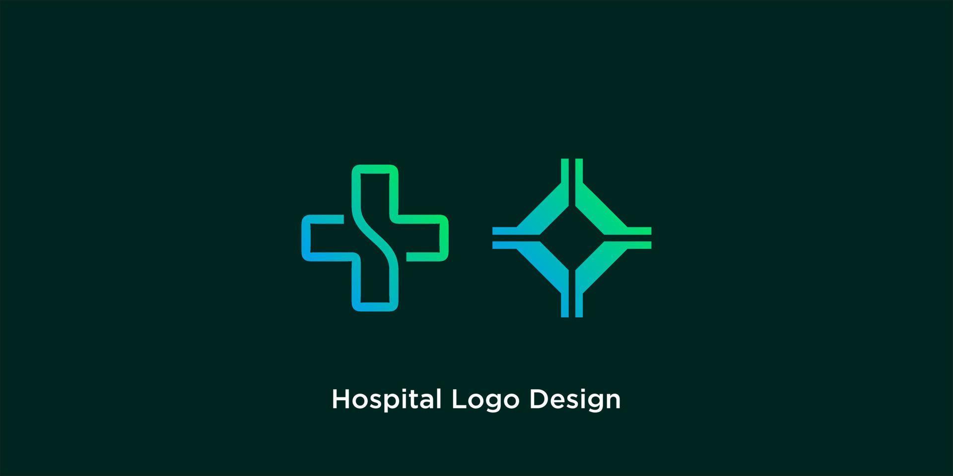 Hospital logo design on a dark background. vector