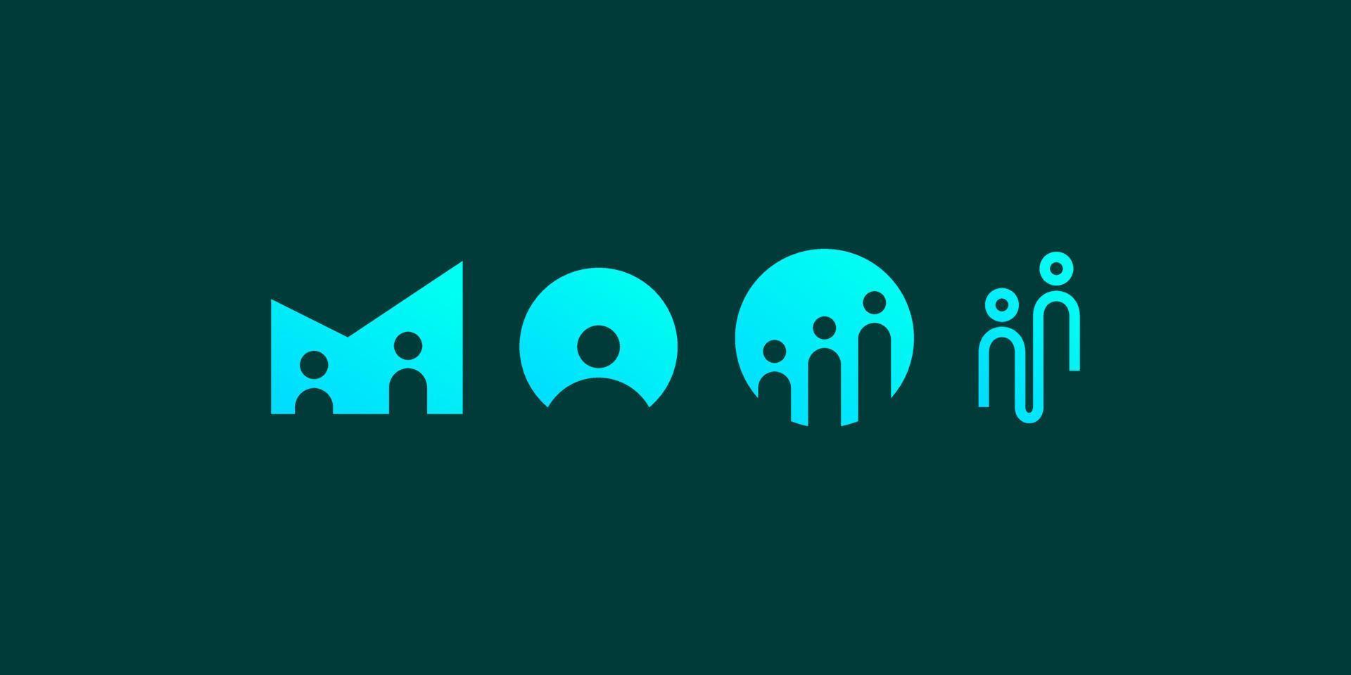 Human symbol application logo design with dark background. vector