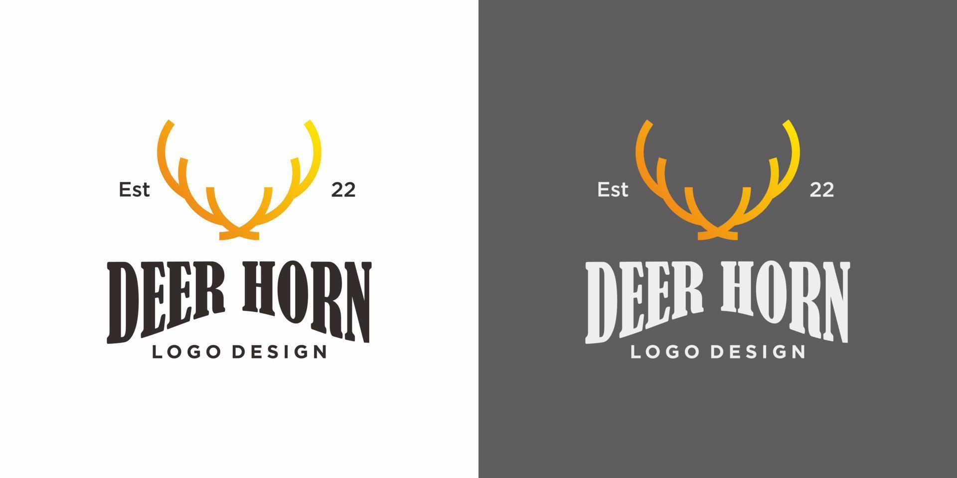 Simple deer antler logo design with dark and light background. vector