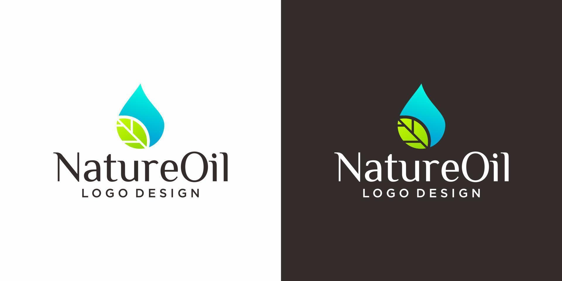 Nature oil photo logo design with dark and light background. vector