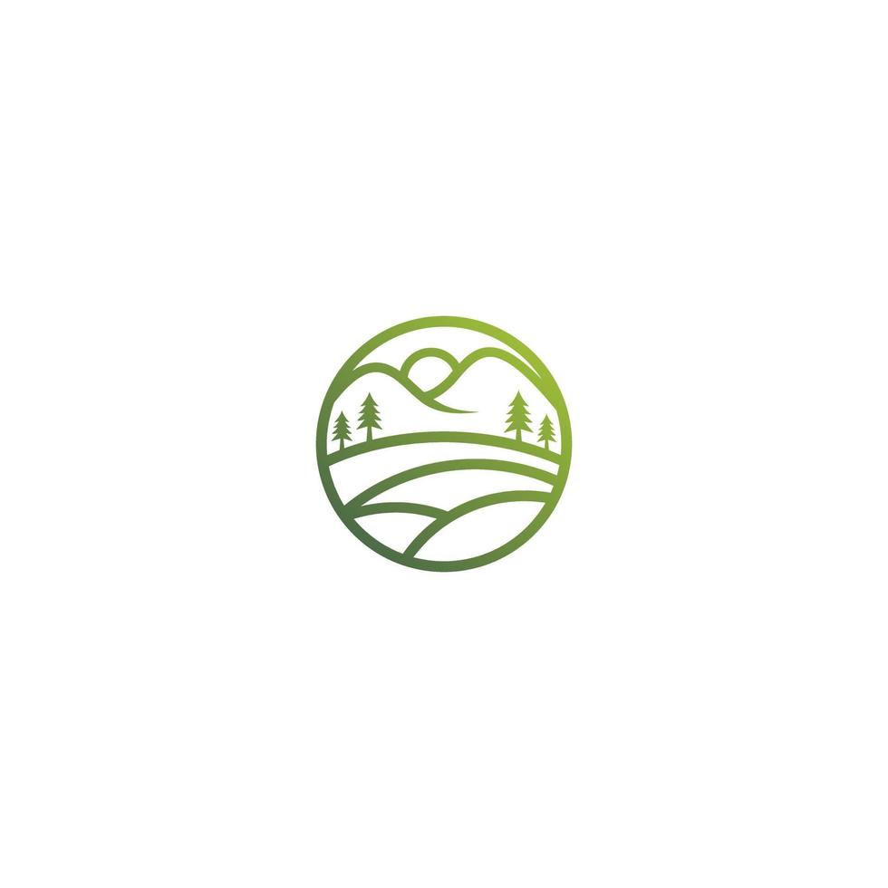 ilustración de línea de icono de vector de logotipo de paisaje