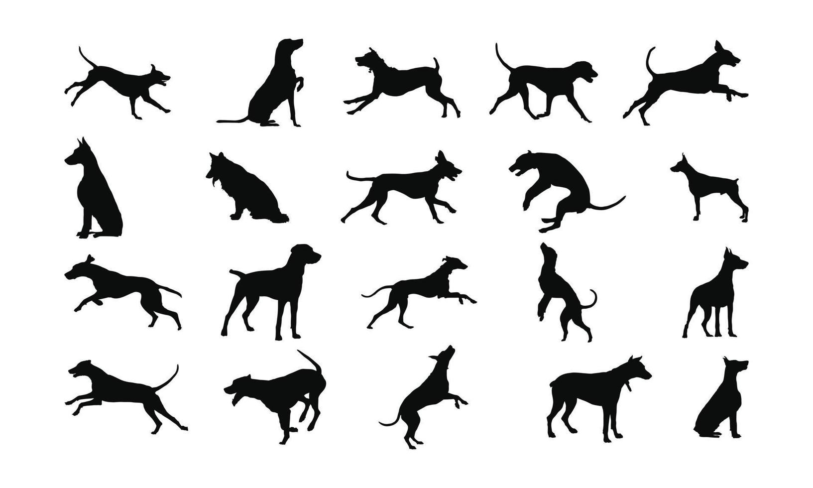 Vector silhouette of dog on white background.