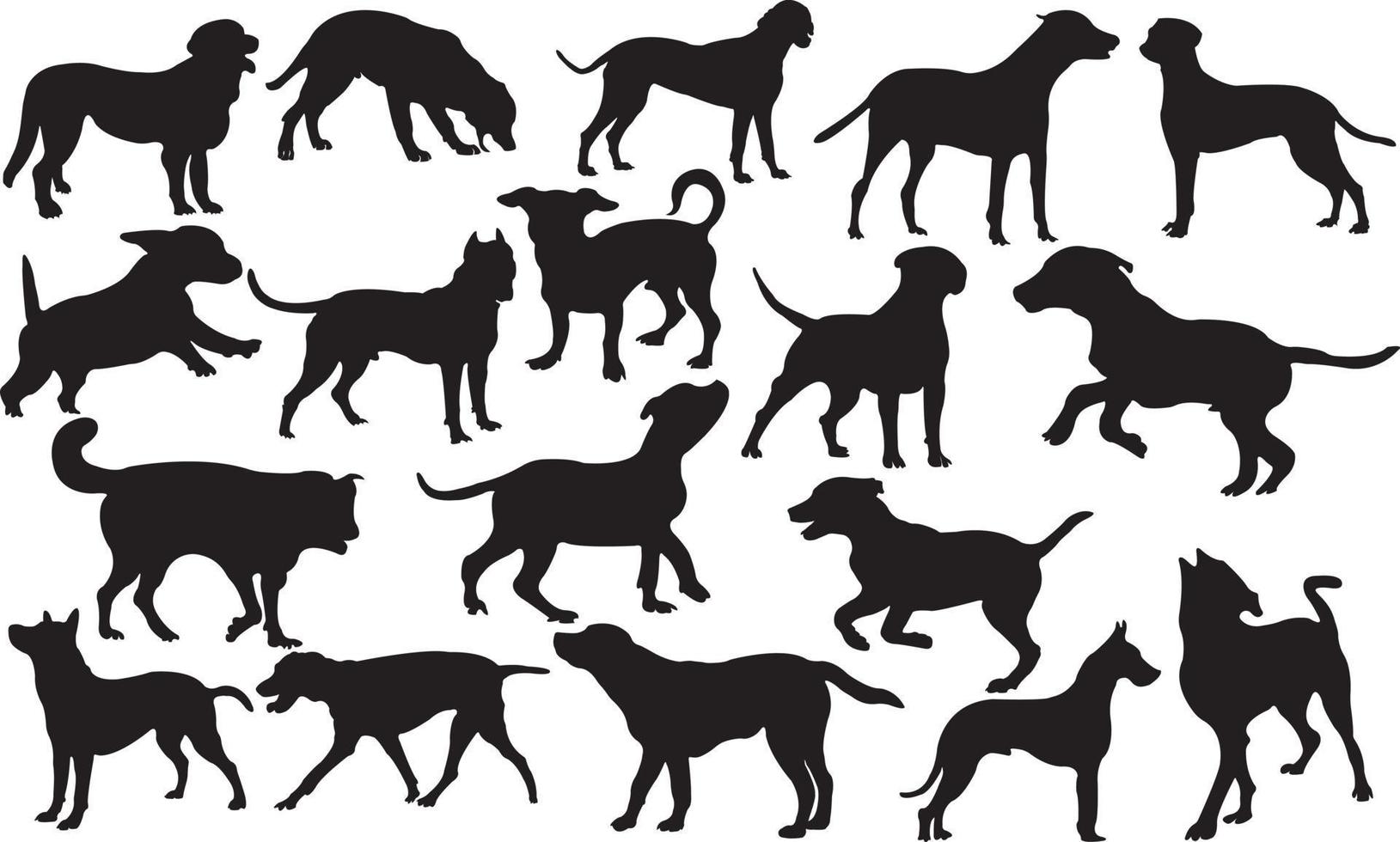 Vector silhouette of dog on white background.