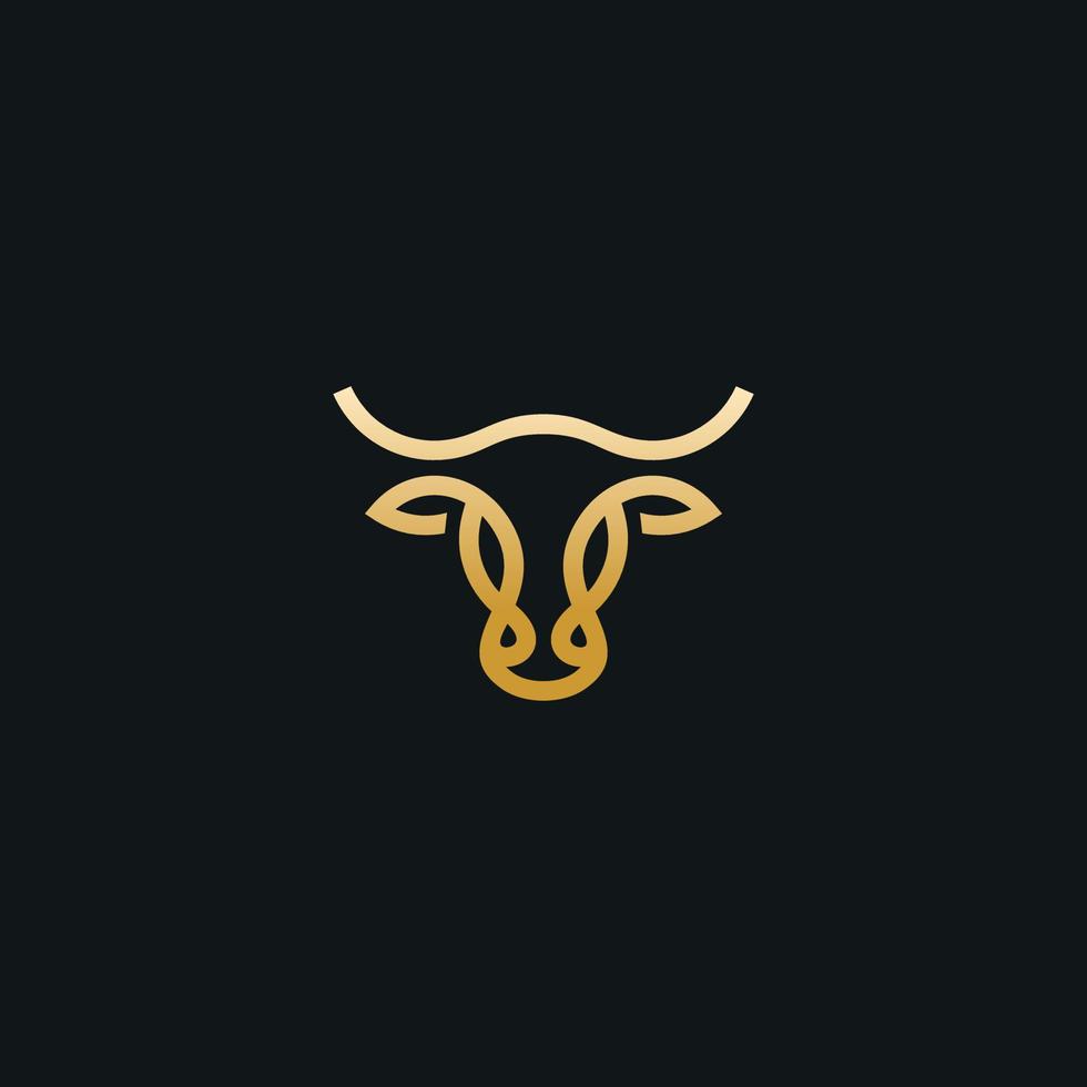 ilustración de icono de vector de logotipo de línea de cabeza de vaca