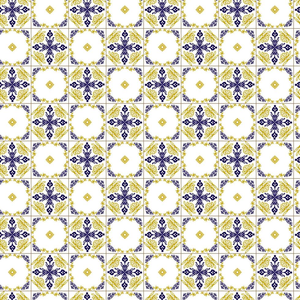 seamless pattern yellow and blue ornament vector