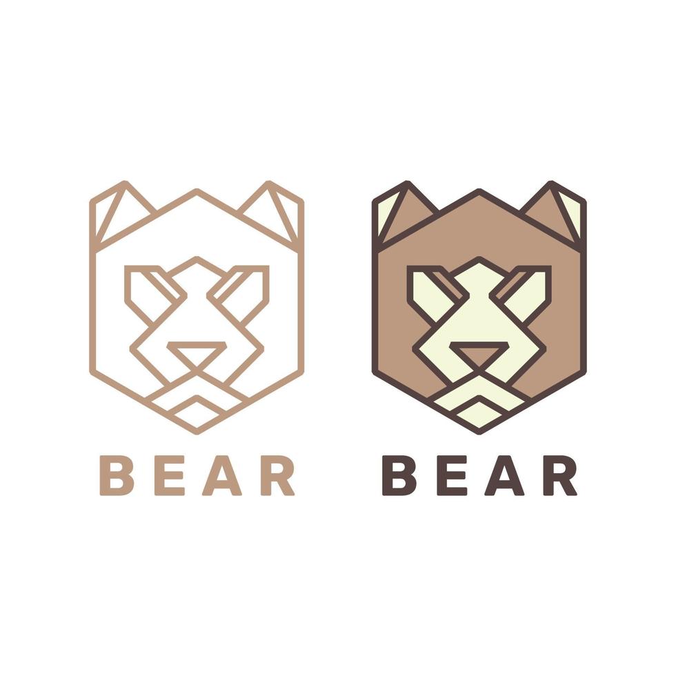 Minimalist monoline bear head logo Premium Vector