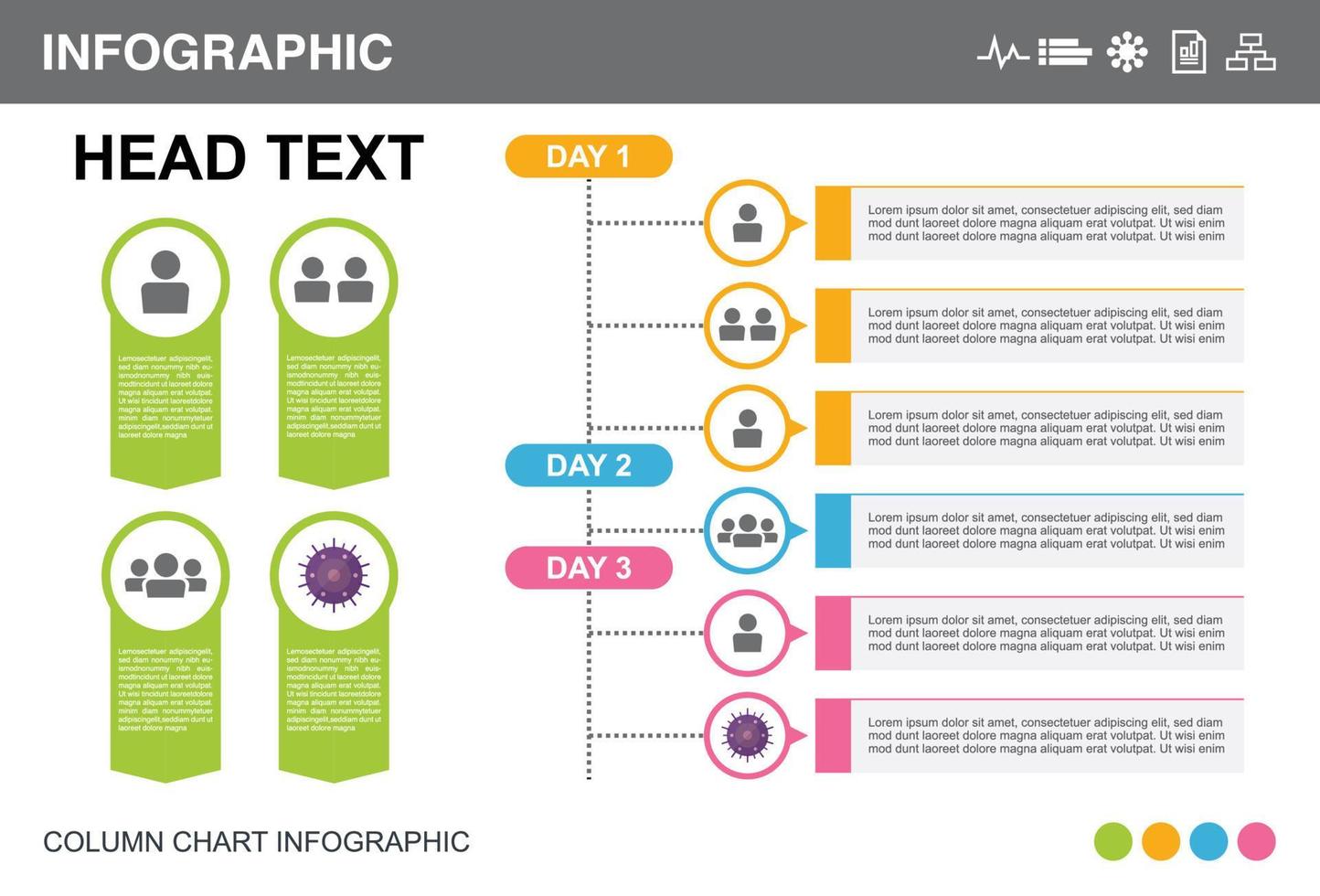 Infographic timeline steps to Infected person vector