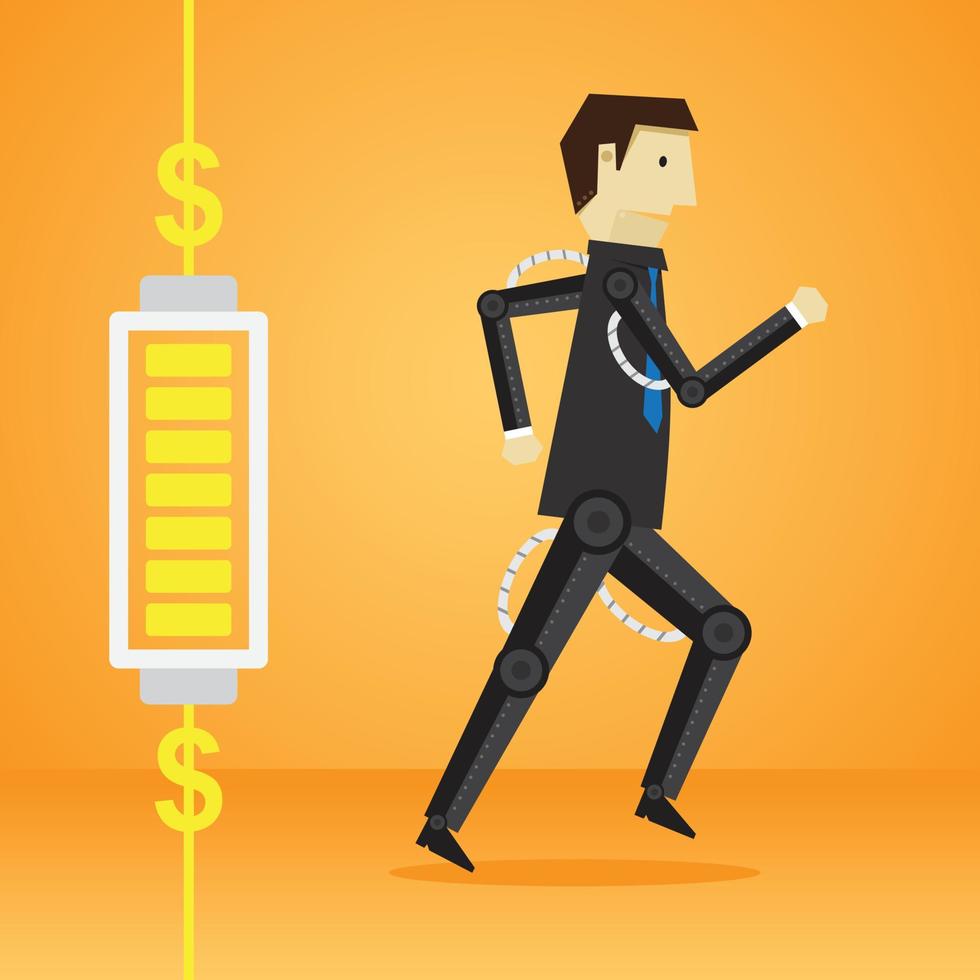 Money powered robotic worker vector