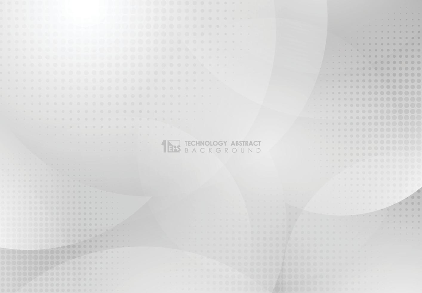 Abstract circle white and gray gradient design technology with halftone pattern artwork background. illustration vector eps10